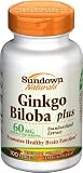 Sundown Ginkgo Biloba Plus Standardized 60mg Tablets - 100ct Bottles (Pack of 2)