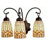 18 Inch W Ivory Tiffany Acorn 3 Lt Vanity Wall Sconces
