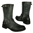 New Womens Leather Style Black Biker Buckle Flat Ankle Boots Sz 3-8