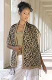 Silk batik scarf, 'Tamarind Leaves'