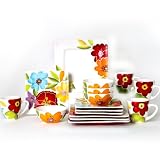 Laurie Gates Liza 16-Piece Dinnerware Set, Service for 4, Printed