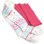 Country Kids Girls 2 Pack Ribbed Legwarmer/Geometric Stripe Tight