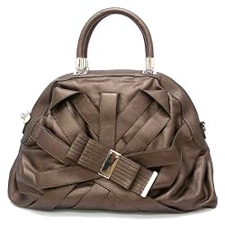 Designer Style Strappy Handbag - Bronze