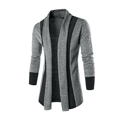 Allegra K Men Shawl Collar Contrast Color Knit Cardigan
