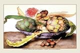 Art Poster, A Chinese Dish With Artichokes, a Rose and Strawberries - 12x18
