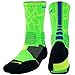 Nike Mens Hyper Elite Lebron Basketball Crew Socks Large (Size 8-12) Green, Royal