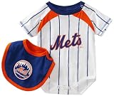 MLB Newborn New York Mets Bib & Bootie Set (White, 0-3mos)