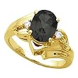 14K Yellow Gold Onyx and Diamond Ring