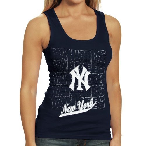 New York Yankees Ladies Navy Blue Repeater Tank Top (Large)