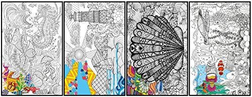 Joy of Coloring Ocean's Treasures Poster (4 Set), 11" x 17"