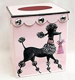 Retro Vintage Tissue Holder ~ Tissue Box Cover ~ Tissue Box Holder ~ Kleenex Holder ~ Shabby Chic Pink Enamel with French Vintage 50's Poodle Art