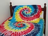 51cxcO R8vL. SL160  Bright Spiral Tie Dye Flat Sheet – Twin Size