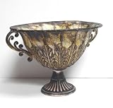 Embossed Round Centerpiece Pedestal Bowl (Metal)
