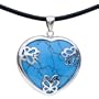 925 Sterling Silver Blue Heart With Butterfly Pendant