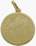 Yellow Gold Exciting #19 Age Expression Pendant with chain