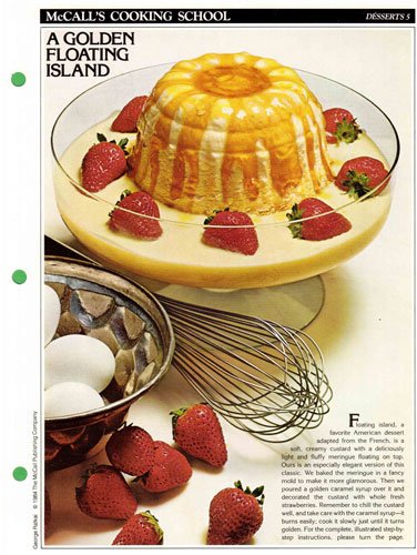 McCall's Cooking School Recipe Card: Desserts 5 - A Golden Floating Island (Replacement McCall's Recipage or Recipe Card For 3-Ring Binders)