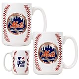New York Mets MLB 2pc Ceramic Gameball Mug Set - Primary Logo