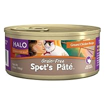 Halo Spot's Pate Holistic Grain Free Wet Cat Food, Ground Chicken, 5.5 OZ of Canned Cat Food and Kitten Food, 12 Cans
