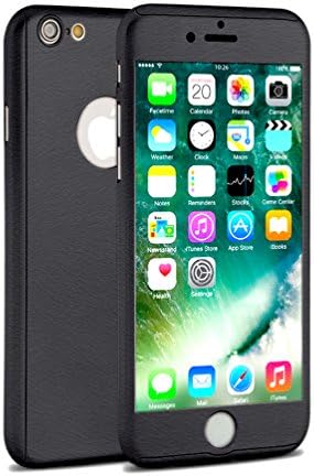iphone 7 Case, Ourdevice Full Body Protective Case Slim Anti-skid Case with Tempered Glass Screen Protector for Apple iPhone 7 (Black)