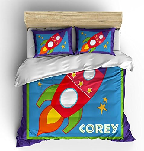 Outer Space Adventures Theme Kids Personalized Bedding/Duvet Cover, Twin (68"x88")