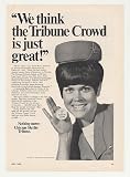 1968 Delta Airlines Stewardess Photo Chicago Tribune Print Ad
