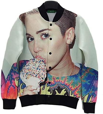Unisex Hipster Miley Cyrus jacket Women Outwear 3D Varsity Coat (M)