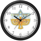 Hanukkah Candle Holder or Chanukia Jewish Star of David Judaica Jewish Theme Wall Clock by WatchBuddy Timepieces (Slate Blue Frame)