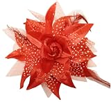 Hair Bows ~ Versatile Function Dotted Silk Flower Clip Bow with Feathers ~ Assorted Colors