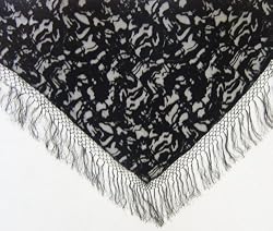 Burnout Velvet Hip Scarf/Shawl with Fringe