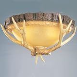 Monte Carlo GL3FMWI 3-Light Antler Flush Mount Ceiling Fixture, Weathered Iron