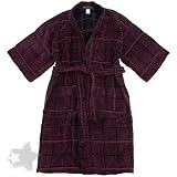 Wine Checked Cotton Terry Bath Robe for Men