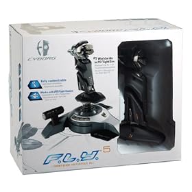 Cyborg - F.L.Y.5 Flight Stick - Joystick filaire pour PC - Double manette des gaz - Gachette 5 boutons - Noir