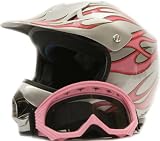 Youth Motocross ATV Dirt Bike MX Helmet and Goggles Set Pink