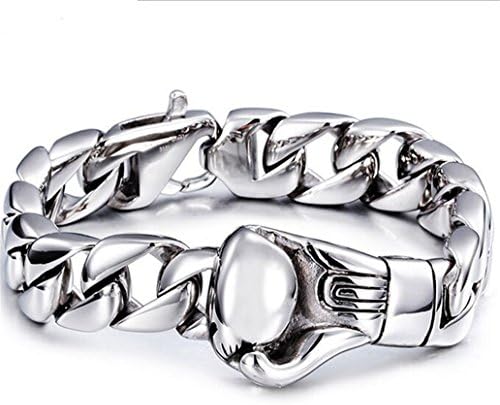Large Heavy Wide Boxing Glove Stainless Steel Biker Mens Bangle Bracelet, Silver