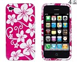 Pink Hawaiian Flowers Flexible TPU Gel Case for Apple iPhone 4, 4S (AT&T, Verizon, Sprint)