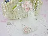 3d Bling Crystal Rhinestone Flower Transparent Case Cover for Apple Iphone 4 and 4s (Color: Pink)