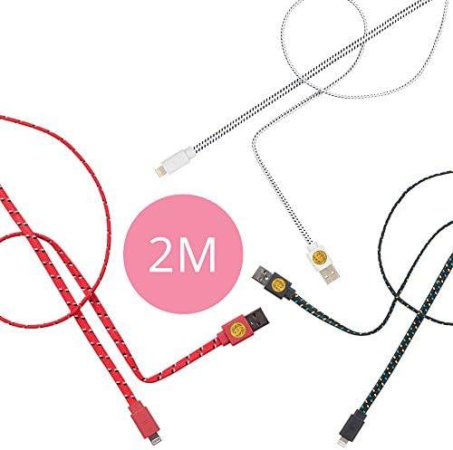 Set of 3 6ft Flat Braided 8pin to USB Cables for iPhone 6S 6 6Plus 5 5c 5s iPad