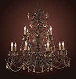 Elk Lighting 3345/8+4 Trump Home Rochelle 12 light Crystal Chandelier Mahogany Finish 42x43