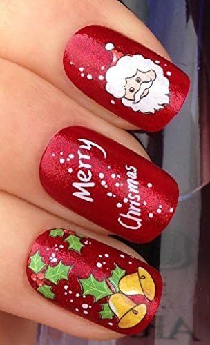 DGI MART Sports Fan Charms Decorations Nail Art Water Transfer Decor Stickers Decals MERRY CHRISTMAS SANTA/HOLLY/BELLS