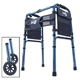 Hugo Folding Walker with Wheel Attachments - Blue