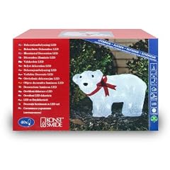 Konstsmide 6124-203 LED Acryl Eisb�r stehend mit roter Schleife und 40 kalt wei�en Dioden, 24V Au�entrafo