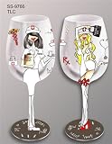 Bottom's Up Hand Painted TLC Nurse Wine Glass