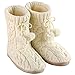Collections Etc Cable Knit Slippers with Pom Poms, Comfortable Booties for Women