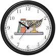 Menorah & Jewish Books Judaica Jewish Theme Wall Clock by WatchBuddy Timepieces (White Frame)