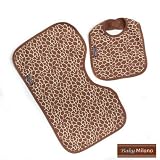 Bib and Burp Cloth Set in Giraffe Print