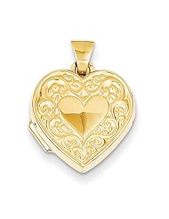 14k Yellow Gold Scroll Heart Locket. Metal Wt- 0.73g