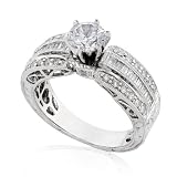 14k White Gold 1.00ctw Round Brilliant Cut Diamond Engagement Ring (HI/I1)
