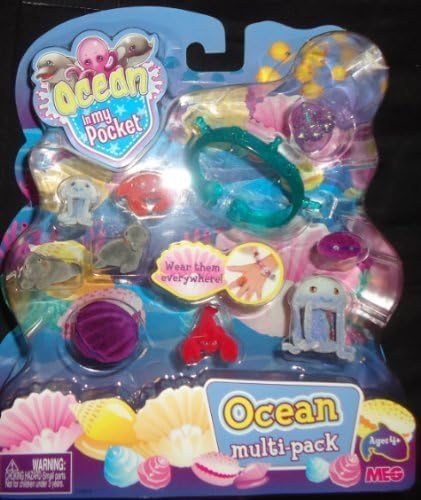 Ocean in My Pocket Multipack Bracelet Ring Set Butterfly Fish, Lobster, Blue Sahrk, Clan, Elephant Seal, Crab, Jellyfish, Manatee by Meg 21 by Meg 21