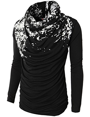 H2h mens unique slim fit fashionable designed shirring long sleev…