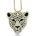 Fabulous Antique Cheetah Head Swarovski Crystal Necklace
